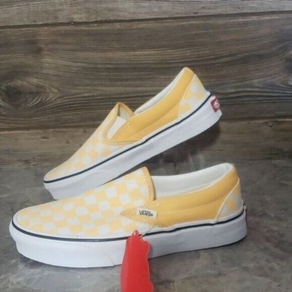 New Vans Classic Slip Checkerboard Womens Yellow Sneakers Size 6.5 Canvas Skater - Picture 2 of 10